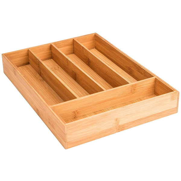 Royal Brands Bamboo Utensil Drawer Organizer Tray Bamboo Cutlery Drawer Organizer Flatware Tray (18" x 12" x 2")