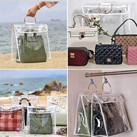 Get foonee transparent dust proof handbag organizer with magnetic snap handle clear purse protector holder storage bag for women girls