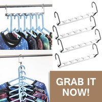 Amazon best 4pcs clothes hangers space saver closet organizer with vertical and horizontal options premium abs material in solid silver color