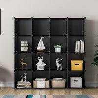 On amazon kousi portable storage shelf cube shelving bookcase bookshelf cubby organizing closet toy organizer cabinet black no door 16 cubes