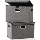 Buy large foldable storage box bin with lids2 pack no smell stackable linen fabric storage container organizers with handles for home bedroom closet nursery office gray color