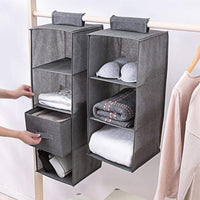 Save aoolife closet hanging shelves organizer linen cloth light and breathable collapsible hanging closet organizer for sock clothes bra toys and more drawer 4 pack