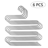 Top rated 6 pack pants hangers s type closet organizer stainless steel multi layers magic hanger space saver clothes rack tiered hanging storage for jeans scarf skirt 14 17 x 14 96 inch