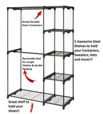 Storage organizer whitmor freestanding portable closet organizer heavy duty black steel frame double rod wardrobe cloths storage with 5 shelves shoe rack for home or office size 45 1 4 x 19 1 4 x 68