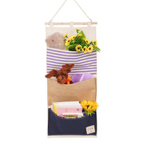 LINENLUX Over The Door Organizer Wall Closet Hanging Storage Bag Multilayer Linen Fabric Pouch Debris (Red,9.8x12.5In)