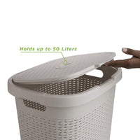 Latest mind reader 50hamp ivo 50 liter hamper laundry basket with cutout handles washing bin dirty clothes storage bathroom bedroom closet ivory