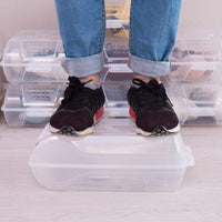 Shop baoyouni clear shoe box closet corner storage case holder dust proof breathable organizer saving space stackable with lid for flats athletic shoes sandals heels sneakers pack of 5