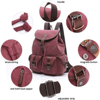 On amazon women canvas backpack retro travel rucksack leather school backpack for grils hiking daypacks jeans bag casual satchel bookbag