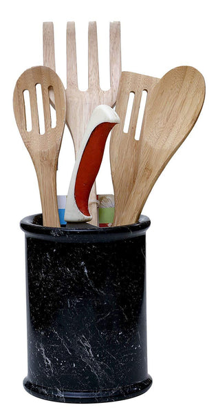 Utensil holder Spoon large handmade Marble Home Basics flatware utensil holders - 4.5x4.5x6.5 Inch Tall kitchen cutlery Caddy Organizer for home Basics decor – Non steel and non wood Utensils (BZ-04)