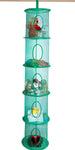 5 Tier Storage Organizer - 12" X 59" - Hang in Your Children’s Room or Closet for a Fun Way to Organize Kids Toys or Store Gloves, Shawls, Hats and Mittens. Attaches Easily to Any Rod. (Green)
