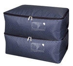 25.6X 14x 10.6 inches,Closet Storage Bag for Garments Organizer in Closet, Good Down Jacket, Winter Clothes Storage Baskets with Three-Side Open Zipper, Blue Star, Pack of 2