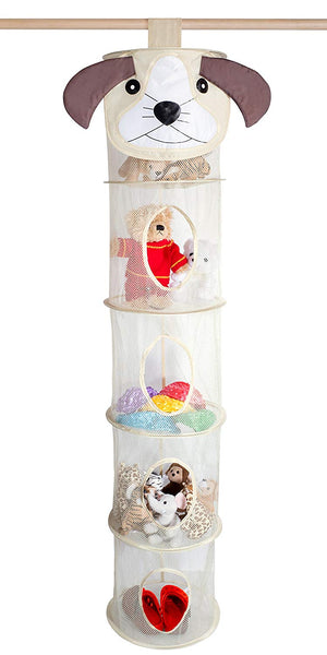 5 Tier Storage Organizer - 12" X 59" - Hang in Your Children’s Room or Closet for a Fun Way to Organize Kids Toys or Store Gloves, Shawls, Hats and Mittens. Attaches Easily to Any Rod. (Frog)