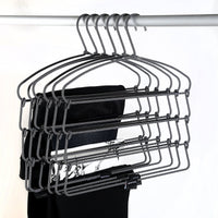 Exclusive bestool hangers heavy duty pant hangers non slip space saving trouser hanger wire stainless steel flocked hangers for men women and kids clothes 4 tier laundry closet hanger 6 pack