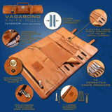 Products dalstrong vagabond knife roll full top grain brazilian leather roll bag california brown 16 slots interior and rear zippered pockets blade travel storage case