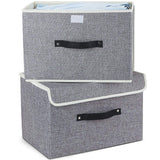 Kitchen storage bins set meelife pack of 2 foldable storage box cube with lids and handles fabric storage basket bin organizer collapsible drawers containers for nursery closet bedroom homelight gray