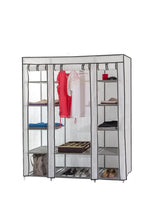 Organize with dream palace portable fabric wardrobe with shelves covered closet rack with bonus sock organizer hanger pack extra wide 59 white
