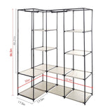 Order now dporticus portable corner clothes closet wardrobe storage organizer with metal shelves and dustproof non woven fabric cover in gray