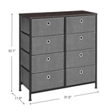 Order now songmics 4 tier wide drawer dresser storage unit with 8 easy pull fabric drawers and metal frame wooden tabletop for closets nursery dorm room hallway 31 5 x 11 8 x 32 1 inches gray ults24g