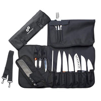 EVERPRIDE Chef Knife Roll (14 Slots) | Knife Carrier Holds 10 Knives, 1 Meat Cleaver And 3 Utensil Pockets. Easily Carried by Shoulder Strap For Professional Sous Chefs, Cooks, Culinary Aficionados
