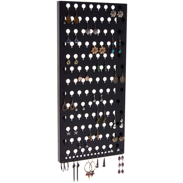 Angelynn's Stud Earring Holder Organizer Display Wall Mount Hanging Closet Jewelry Storage Rack, Michelle Black