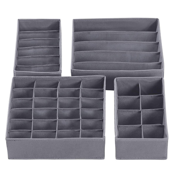 SONGMICS Closet Underwear Organizer Drawer Divider for Bras Panties Socks Ties, Set of 4, Grey URUS04GY