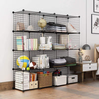 Save langria metal wire storage cubes modular shelving grids diy closet organization system bookcase cabinet 16 regular cube