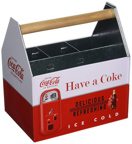 Retro Coca-Cola Coke Galvanized Embossed Metal Napkin Holder Utensil Caddie