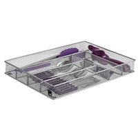 Cutlery Tray by Mindspace, 6 Compartments | Kitchen Utensil Drawer Organizer | Silverware Trays | The Mesh Collection, Silver