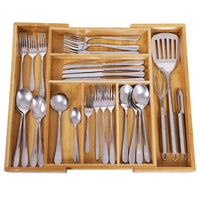 SONGMICS Bamboo Cutlery Tray Expandable Utensil Organizer Flatware Drawer Dividers Kitchen Storage Organizer UKAB801