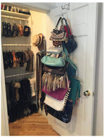 Explore boottique 2 pk over door hanging purse storage durable holds 50 pounds rotates 360 for easy access purses handbags satchels crossovers backpacks 12 hooks chrome set of 2