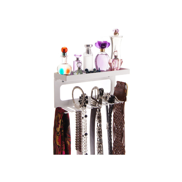 Wall Mount Hanging Belt Holder Organizer Rack White