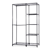 Portable Closet Organizer Storage Clothes Hanger Rail Garment Shelf Rack Black