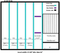 Craftsman Series - Style H Wide Utensil Organizer & Cutlery Storage (H-UK-W-01)  Drawer Interior Size Range: Width 25 5/8" - 36", Depth 15" - 21". Insert Min/Max Height see details below - adtwixt