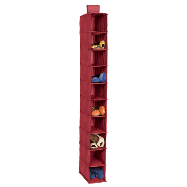 10-Shelf Hanging Closet Organizer, Red