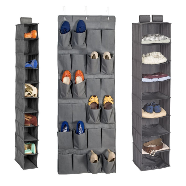 3-Piece Closet Organization Kit, Grey